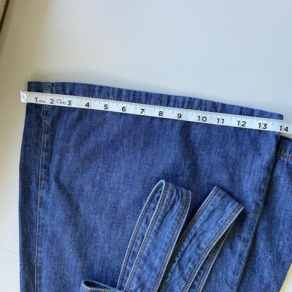 Anthro Pilcro Letterpress Wide Leg Overalls 6 Boho Hippie Belted Denim Jean - Picture 13 of 14